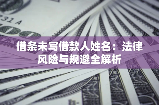 济南借条未写借款人姓名：法律风险与规避全解析